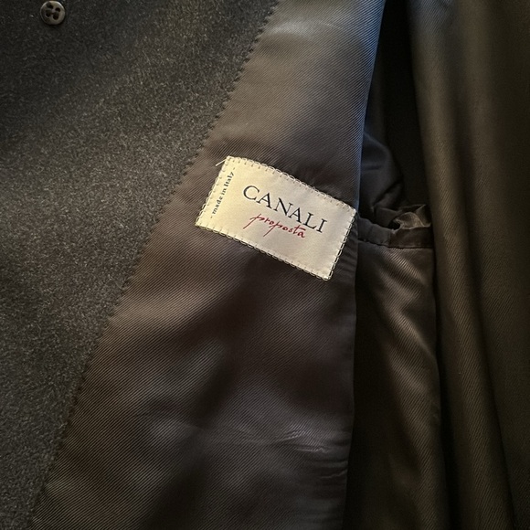 Canali Navy Blue Full Length Cashmere Wool Blend Overcoat Coat Sz50 US40R - Picture 13 of 16